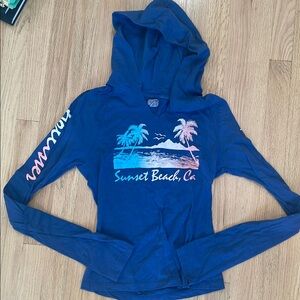 Hollister Blue Long Sleeve Tee with Sunset Graphic